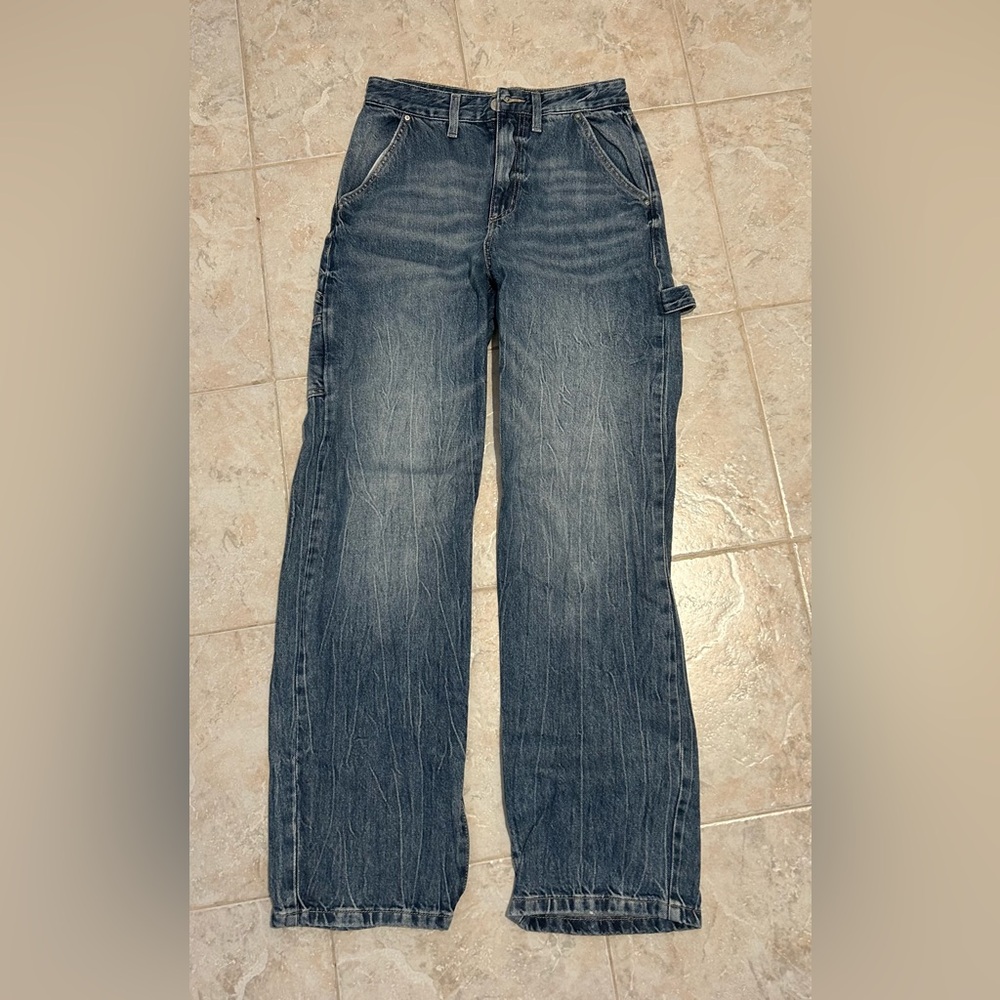 Cotton On Women's Blue Straight Leg Carpenter Jeans